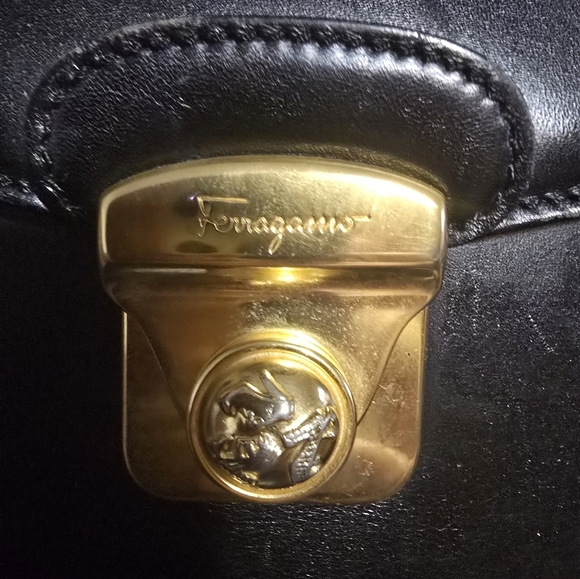 Salvatore Ferragamo Black Leather "Mob Wives" Handbag With Studs - Picture 10 of 11